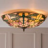 Anqing Large Tiffany Glass Flush Ceiling Light In Dark Bronze