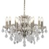 Antique Brass Eight Light Chandelier In Clear Crystal Drops