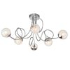 Auria 6 Lights Glass Semi Flush Ceiling Light In Chrome