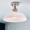 Barford Gloss Glass Semi Flush Ceiling Light In Bright Nickel