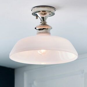 Barford Gloss Glass Semi Flush Ceiling Light In Bright Nickel