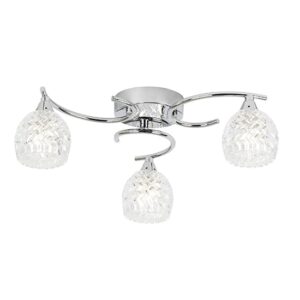 Boyer 3 Lights Glass Semi Flush Ceiling Light In Chrome