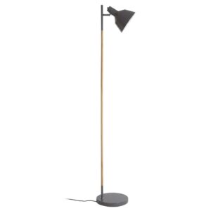 Bryton Grey Metal Floor Lamp With Natural Wooden Stand