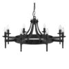 Cartwheel Multi Arm Black Finish Wrought Iron Ceiling Light