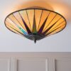 Dark Star 2 Lights Glass Flush Ceiling Light In Dark Bronze