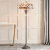 Dragonfly Beige Tiffany Glass Floor Lamp In Dark Bronze