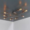 Hal 8 Lights Semi Flush Ceiling Light In Aged Pewter And Copper