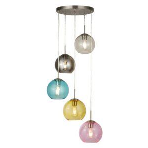 Mardi Gras 5 Lights Pendant Ceiling Light In Satin Silver