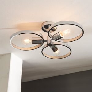 Merola 3 Lights Semi Flush Bathroom Ceiling Light In Chrome