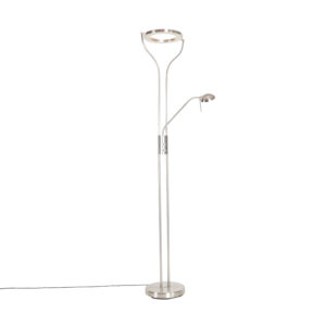 Modern floor lamp steel with reading arm incl. LED and dimmer – Divo