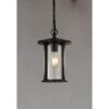 Pagoda Outdoor Ceiling Pendant Light In Black With Clear Glass