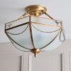 Russell 3 Lights Semi Flush Ceiling Light In Antique Brass