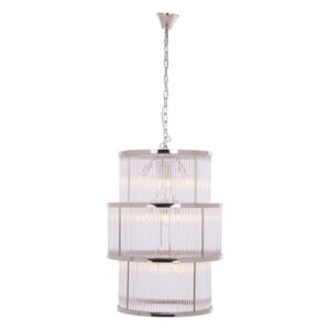 Salas Large Ribbed Pattern 3 Tier Chandelier Light In Nickel