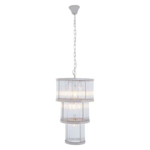 Salas Small Ribbed Pattern 3 Tier Chandelier Light In Nickel