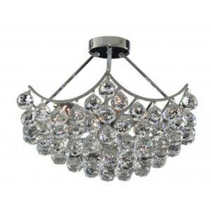 Sassari 5 Lamp Chrome Ceiling Light With Crystal Faceted Spheres