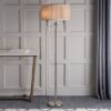 Stanford Floor Lamp In Nickel With Beige Shade