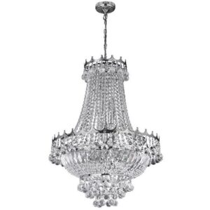 Versailles Chrome Nine Light Chandelier Trimmed With Crystal