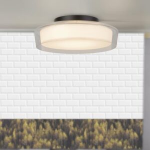 Puck Opal Flush Bathroom Ceiling Light In Black