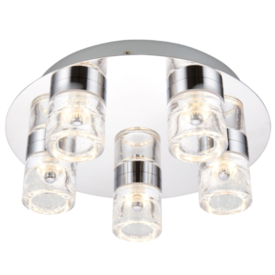 Impost LED 5 Lights Flush Ceiling Light In Chrome