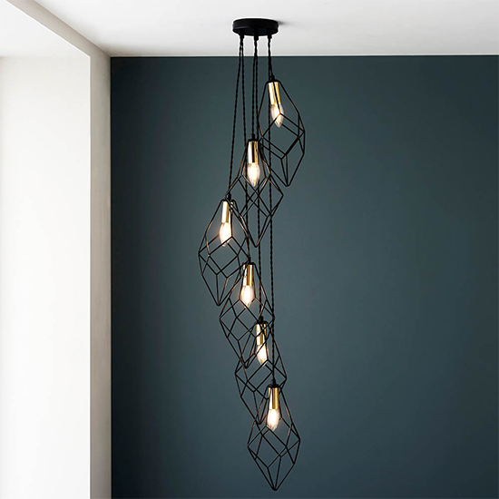 Pearl 6 Lights Ceiling Pendant Light In Matt Black