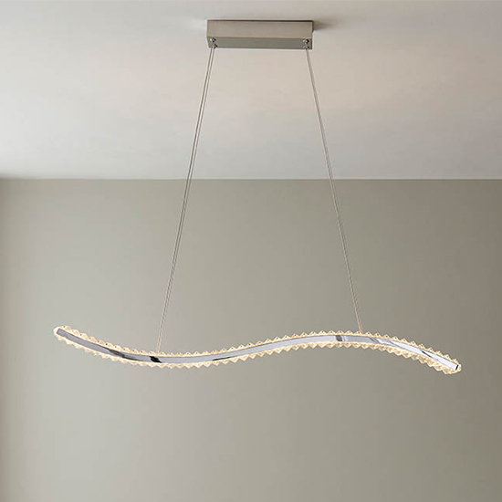 Salina LED Linear Ceiling Pendant Light In Polished Chrome