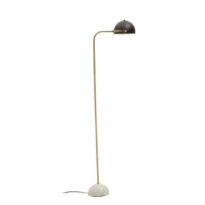 Moroni Black Metal Floor Lamp With White Marble Base