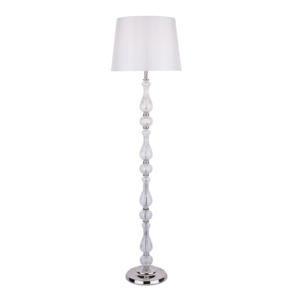 Laura Ashley Bradshaw Glass Floor Lamp In Polished Nickel With Silk Shade LA3756203-Q