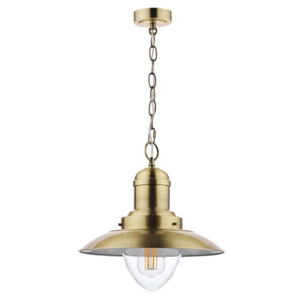 Laura Ashley Corbridge 1 Light Fisherman Nautical Ceiling Pendant Light in Antique Brass