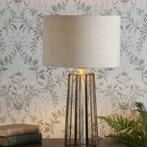 Laura Ashley LA3756156-Q Star Glass Table Lamp In Antique Brass Finish With Shade