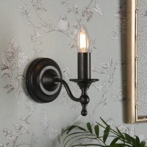 Laura Ashley Ludchurch Single Wall Light In Industrial Black Finish LA3756243-Q