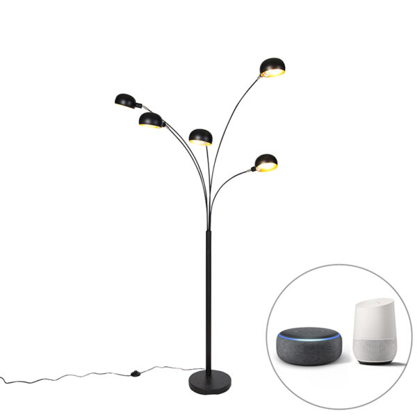 Smart floor lamp black 5-light incl. Wifi B35 - Sixties