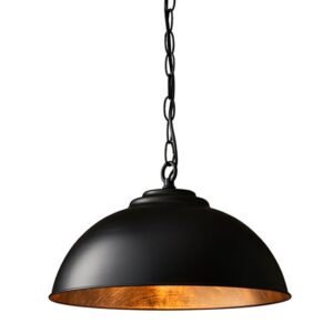 Colman Ceiling Pendant Light In Matt Black And Gold Leaf