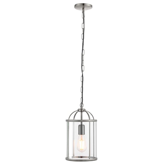 Lambeth 1 Light Glass Ceiling Pendant Light In Satin Nickel