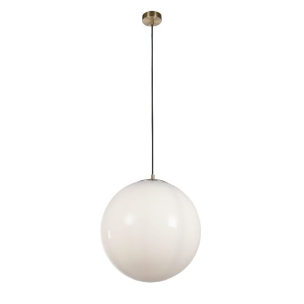 Atom Opal Glass Ceiling Pendant Light In Satin Brass