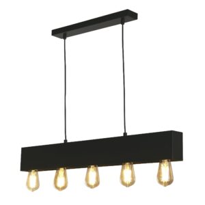 Piano 5 Light Diner Bar Ceiling Pendant Light In Matt Black