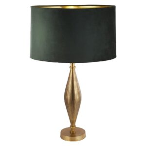 Rye Green Velvet Shade Table Lamp In Antique Brass