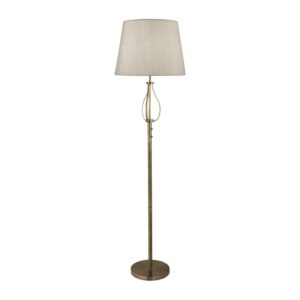 Vegas Cream Fabric Hessian Shade Floor Lamp In Brass