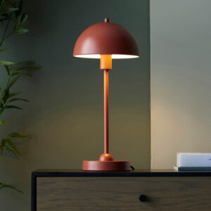 Denver Gloss White Inner Shade Table Lamp In Matt Terracotta