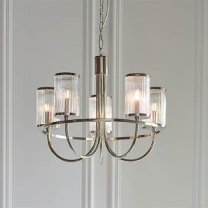 Durham 5 Lights Ceiling Pendant Light In Bright Nickel