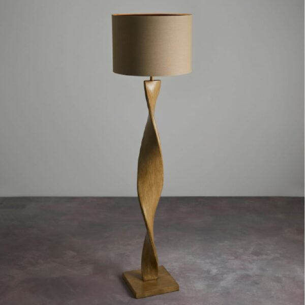 Adelaide Fabric Floor Lamp Table In Natural And Oak