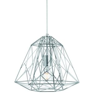 Albion Ceiling Pendant Light In Chrome Geometric Cage Frame