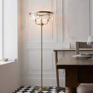 Allston Clear Glass Floor Lamp In Antique Brass