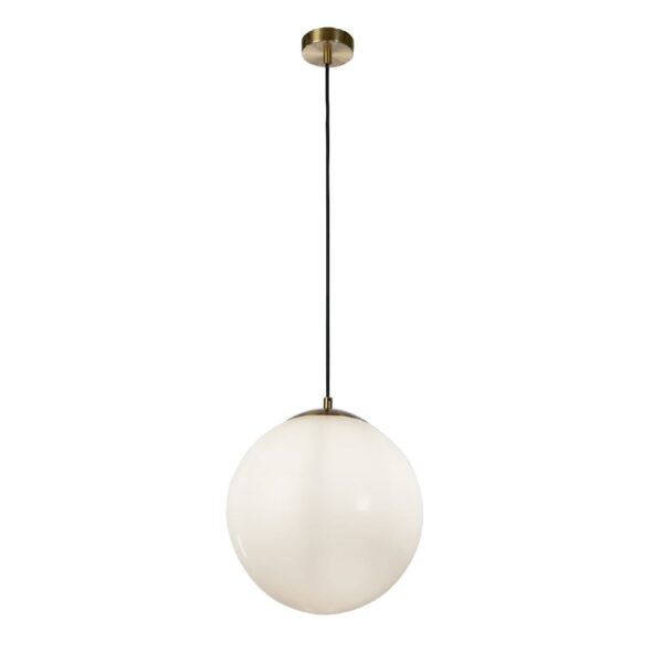 Atom Opal Shade Ceiling Pendant Light In Satin Brass