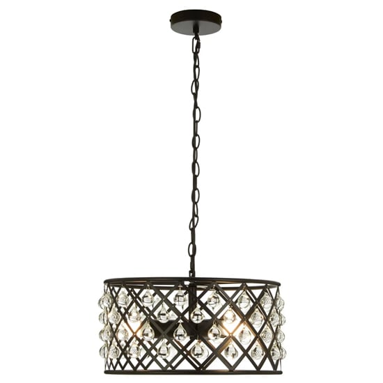 Auckland 3 Bulb Cross Design Pendant Ceiling Light In Black