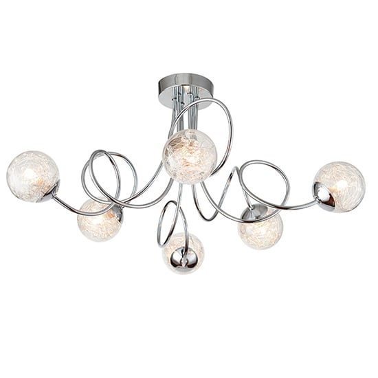 Auria 6 Lights Glass Semi Flush Ceiling Light In Chrome