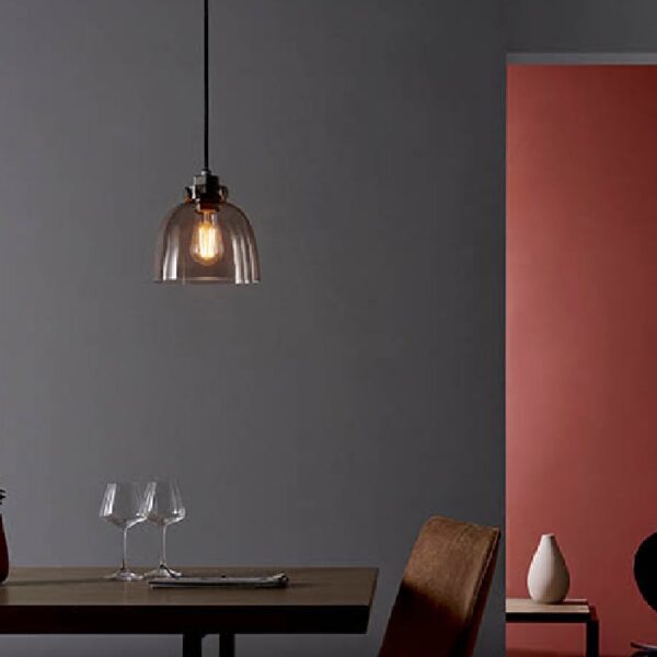 Butte Tinted Glass Shade Ceiling Light In Smoked Grey