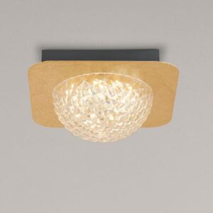 Celestia 1 LED Ceiling Light In Gold Leaf With Clear Acrylic