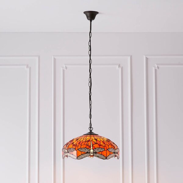 Dearborn 3 Light Glass Small Pendant Ceiling Light In Orange Red