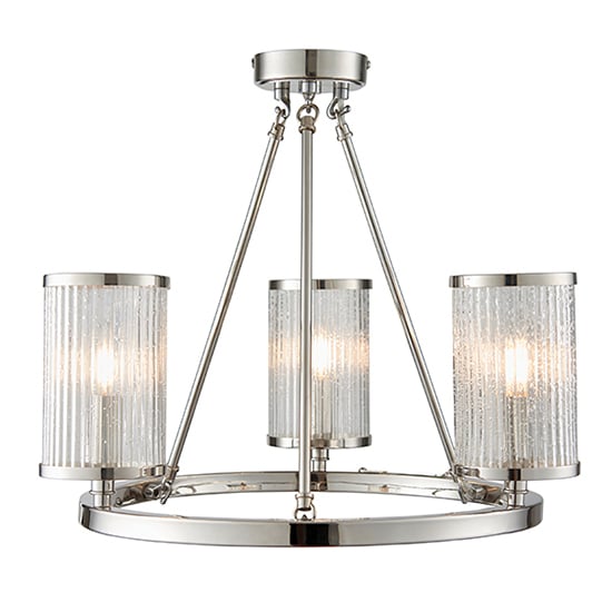 Easton 3 Lights Glass Semi Flush Ceiling Light In Bright Nickel