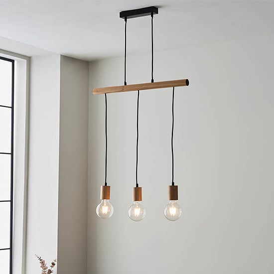 Fallon Sven 3 Lights Linear Ceiling Pendant Light In Natural